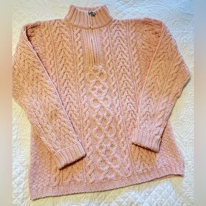 Aran Crafts Pink 100% Merino Wool Sweater from Ireland